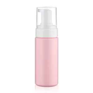 Luxury Plastic HDPE Cosmetic Facial Cleanser 150ml Pink Soap Dispenser Foam Pump Bottle