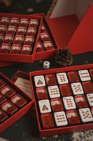 Siap Kirim Set Mahjong Klasik Merah Natal Amerika, 160 Buah Ubin Akrilik Berukir dengan Kotak Hadiah untuk Hadiah Liburan