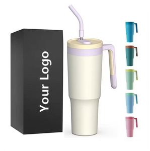 Vaso Térmico de 40oz con Asa y Pajita, Botella de Agua Reutilizable de Acero Inoxidable con Aislamiento al Vacío para el Hogar, Oficina o Coche, Libre de BPA - Product Image 2