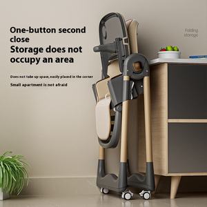 Chaise Haute Multifonctionnelle SeaMind pour Bébé et Enfant en Bas Âge, Design Moderne, Hauteur Réglable, Pliable, <span class=keywords><strong>Inclinable</strong></span>, Structure en Métal et Plastique Durable - Product Image 5