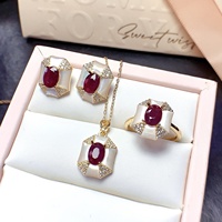Good Price Natural Ruby MOPJewelry Set 925 Sterling Silver HypoallergenicWomen Gemstone Jewelry Gift for Women Factory Wholesale