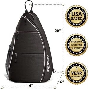 Sac de pickleball BSCI - Sac à bandoulière réglable pour pickleball, tennis, racquetball - Sac à dos de pickleball avec porte-bouteille d'eau - Product Image 4
