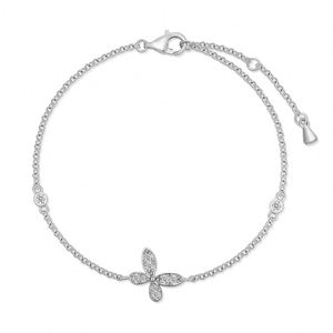 Bracelets classiques Dylam Fine Fashion en argent sterling 925 plaqué rhodium et or 18 carats avec chaîne à maillons et pendentif papillon en zircone cubique 5A - Product Image 1