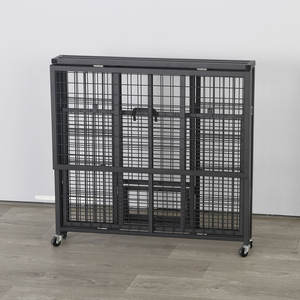<span class=keywords><strong>Cage</strong></span> en fer mobile fiable à prix compétitif <span class=keywords><strong>Cage</strong></span> pour chien d'intérieur pliable de luxe à double porte avec roue universelle à 360 degrés - Product Image 1