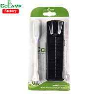 Lampe torche solaire LED haute puissance CCLAMP avec panneau solaire intégré, batterie au lithium certifiée IP54, 210 lumens - Portable pour le camping et les voyages