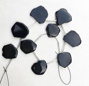 Piedra preciosa de turmalina negra Natural de 9 piezas al por mayor, taladro lateral superior áspero pulido para joyería hecha a mano, piedras preciosas sueltas - Product Image 3