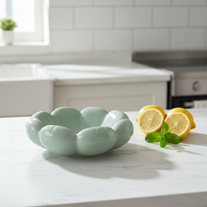 Portaoggetti Piccolo in Ceramica Floreale, Vassoio Decorativo a Forma di Fiore, Piatto Contenitore in Ceramica - Product Image 2