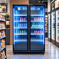 Réfrigérateur vitrine à bière, congélateur de bar, réfrigérateur commercial à double porte vitrée pour supermarché