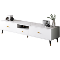 Prix Usine Meuble TV Moderne en Marbre et MDF, Designs d'Élégants Meubles TV en Bois Blanc pour Salon