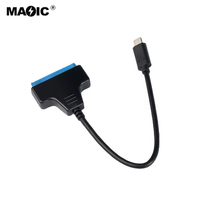 Magelei Kabel Adaptor USB Tipe C Ke SATA 7 + 15Pin, Kabel Adaptor Hard Disk USB C Ke SATA Tipe C Ke DATA 2.5 Inci