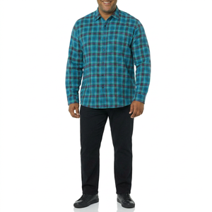 Chemises en flanelle à carreaux pour hommes avec logo personnalisé, manches longues, coupe classique, coton brossé, boutons, chemise à carreaux décontractée, ODM, haute qualité - Product Image 1