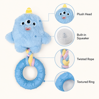 Jouet pour chien en peluche TPR en forme de beignet, couineur, pour petits chiens, jouet interactif à mâcher pour la dentition