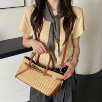 Tas Anyaman Jerami Baru Tas Tangan yang Dapat Dilepas untuk Wanita