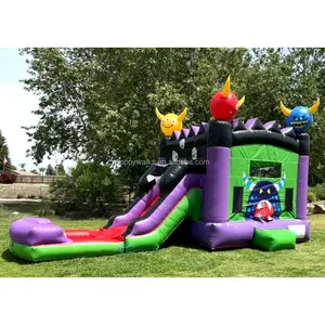 Happy Walk Commercial Bouncy Monster Castle Bounce House Combo Monsters Met Blower