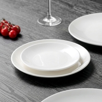 Vaisselle d'hôtel, assiette plate en céramique blanche pure, résistante au micro-ondes, design minimaliste moderne, style occidental, steak