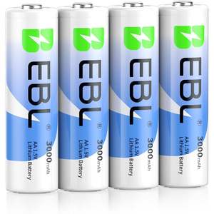 Piles AA au lithium non rechargeables EBL haute performance 3000 mAh 1,5 V, lot de 4, pour appareils de haute technologie - Product Image 1
