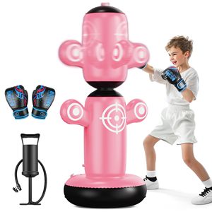 Sac de frappe gonflable rotatif à 360 degrés pour enfants, 64 pouces, ensemble d'entraînement de boxe avec gants, pompe et cibles - Product Image 3