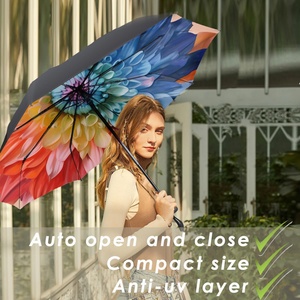 Custom Mini 3-Fold <b>Windproof</b> Fully-Automatic <b>Umbrella</b> for Women Promotional Custom Logo Digital Printing Modern Design 190T - Product Image 6
