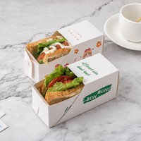 Boîte à sandwich écologique en kraft avec fenêtre, plateau jetable pour collations et fruits, pour traiteur, plats à emporter, emballage cadeau