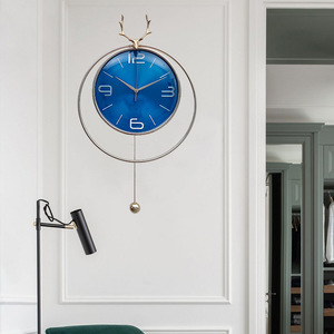 Nordic Minimalist Wall <b>Clock</b> Red Face <b>Silver</b> Frame Silent Analog Battery Powered Living Room Decorative Round <b>Clock</b> - Product Image 2