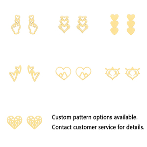 Chất Lượng Tốt Dễ Thương Vàng Tình Yêu Cánh Thép Không Gỉ Ban Đầu Bông Tai Cho Cô Gái - Product Image 6