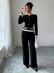 طقم نسائي كاجوال من قطعتين بنمط صلب، ملابس رياضية طويلة، ملابس فيتنامية خفيفة الوزن من مصنع الملابس، زي منسوج مع عينة مجانية - Product Image 5