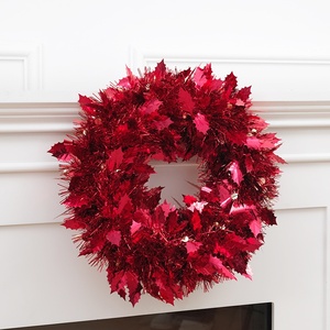 Red Christmas Wreath Handmade Garland Outdoor Front <b>Door</b> Celebration Decoration Holiday Atmosphere - Product Image 3