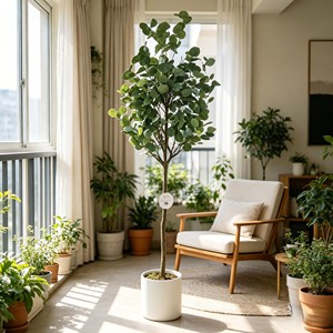 Low Maintenance No Watering Artificial Potted <b>Plant</b> Real Touch Faux Eucalyptus in White Pot for Living Room Table Shelf - Product Image 5