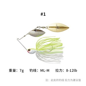 Leurre Spinner Gamakatsu 7g ML-M Ligne 8-12lb pour la pêche en eau douce à la perche - Product Image 1