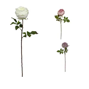 高品质真看玫瑰人造花结婚礼物玫瑰花丝绸单白玫瑰