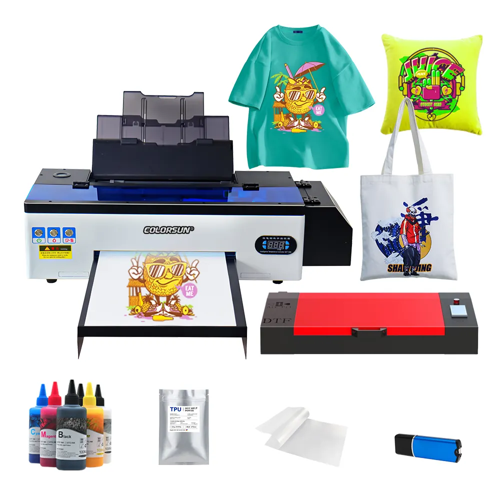 COLORSUN A3 R1390DTF with white ink mixing function textile fabric T shirt digital dtf printing machine 30CM dtf printer
