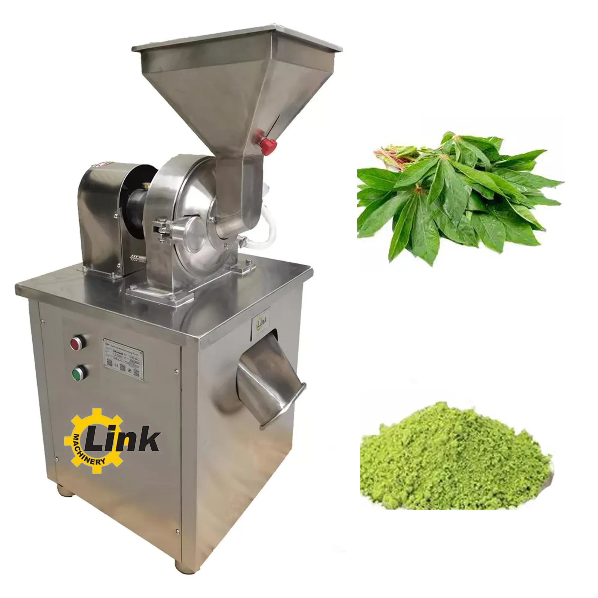 Machine à broyer les fleurs séchées en acier inoxydable, vente directe de la marque LINK, poudre de thé au sel de l'himalaya, feuilles de manioc