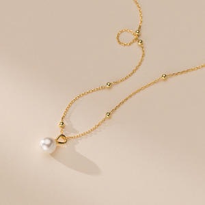 Collier en argent pur S925 avec perle synthétique de luxe, design haut de gamme, accessoire lumineux intercalaire Y01069 - Product Image 4