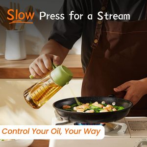 Dispensador de <span class=keywords><strong>Aceite</strong></span> y Vinagre para Cocina y Barbacoa, Botella de Vidrio para Ensaladas de 470 ml (16 oz) con Escala, Botella de <span class=keywords><strong>Aceite</strong></span> en Aerosol 2 en 1 para Cocinar - Product Image 4