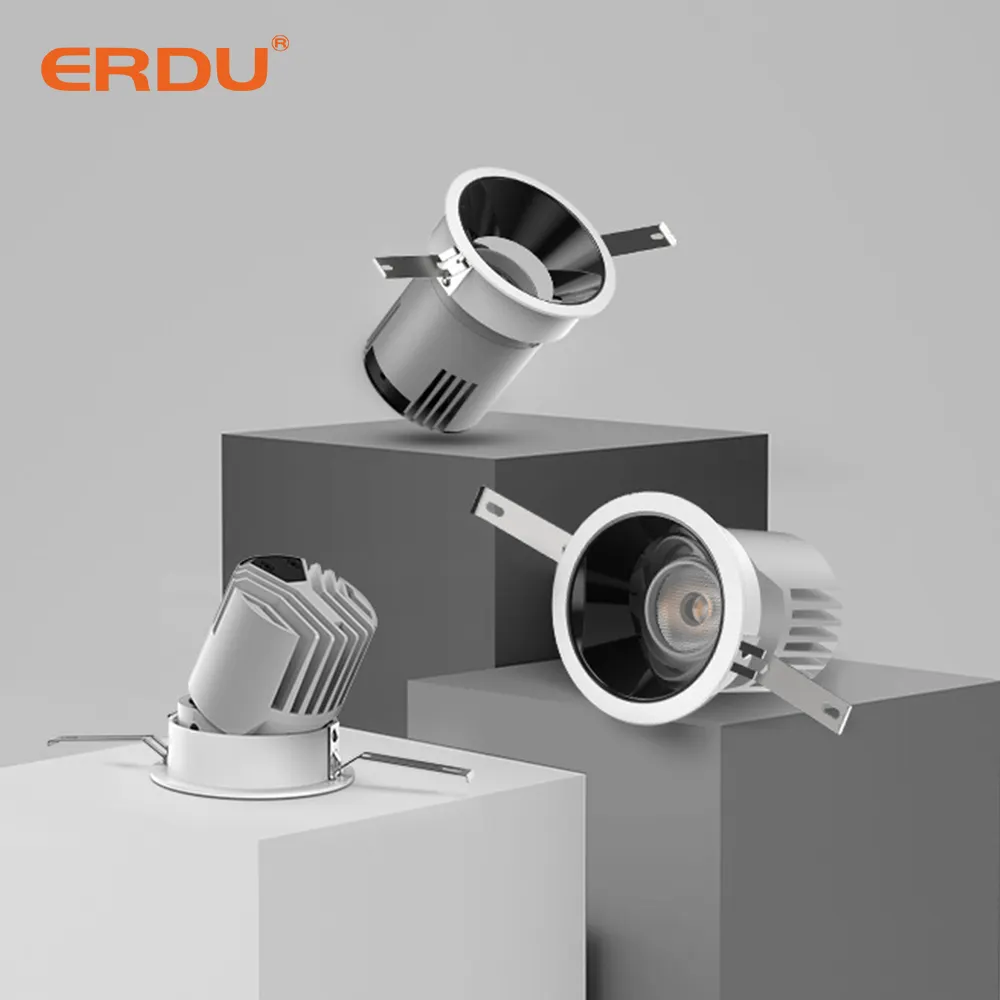 ERDU lampu ganda 12w 2019 desain baru Downlight Ultra antisilau Smart Dimmable langit-langit tersembunyi lampu sorot COB LED