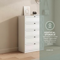 Meuble de rangement en acier spacieux à 5 tiroirs |   Commode multi-usages à glissières silencieuses pour chambre, placard et entrée