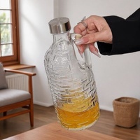 Bouteille moderne en verre de 1L grande capacité, motif tressé, avec poignée, pour infusion à froid, thé, jus de fruits, vin, usage domestique