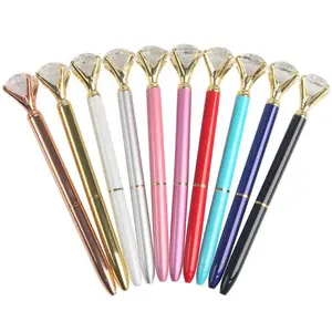 Custom Fashion Big Diamond Crystal Gem ring wedding Metal Ballpoint pens for School Office Supplies