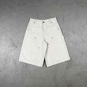 Pantalones Cortos Cargo de Algodón Texturizado de 310g, Estilo Urbano para Hombre, con Cordón Ajustable y Estampado Medio, Lavado Enzimático Desgastado - Product Image 3