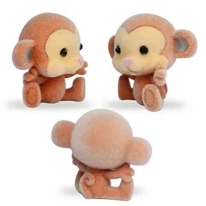 OEM cartoon action figure toys ,custom made cheap pvc animal toy, flocking animal monkey toys collectible