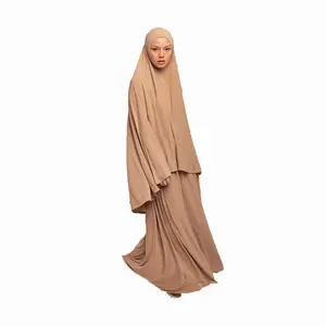 Premium jersey fabric Abaya set elastic jersey cotton long hijab Dubai instant scarf Khimar for Netherlands women