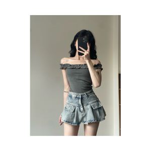 เสื้อครอปท็อปผู้หญิงขายดีที่สุด ผ้าฝ้ายยืดกระชับรูปร่าง ทรงเข้ารูป เป็นมิตรต่อสิ่งแวดล้อม แบบเปิดไหล่ มีหลายสี - Product Image 6