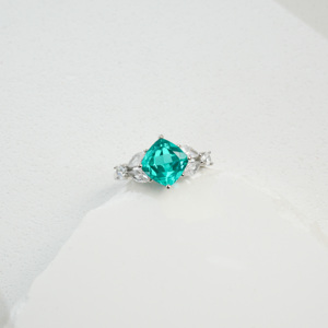 s925 Silver Paraiba Green Garnet Ring Shining Gift for <b>Girlfriend</b> Anniversary Design Ring L - Product Image 2