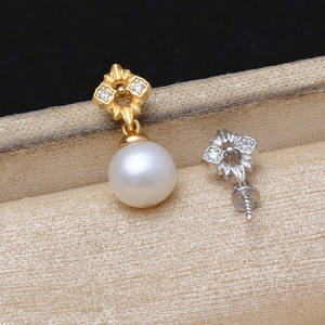 Base de pendentif en argent S925 en forme de petit diamant, accessoires de bricolage pour bijoux en perles, base de pendentif 7-10 mm, produit pour boucles d'oreilles en perles - Product Image 1