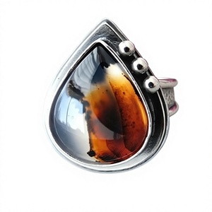 Latest Unique Design Natural Handmade Agate 925 Sterling Silver <b>Ring</b> Gemstone <b>Ring</b> Wholesale Factory Price - Product Image 1
