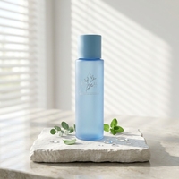 Ensemble de flacons de lotion et de toner en PET translucide de couleur personnalisée, avec logo imprimé en soie, bouchon à vis blanc pour les soins de la peau