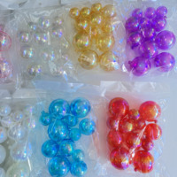9 couleurs, 12 pièces/paquet, boules transparentes en PS blanc de tailles variées, fausses boules à bulles, décoration de gâteau pour fête de Noël