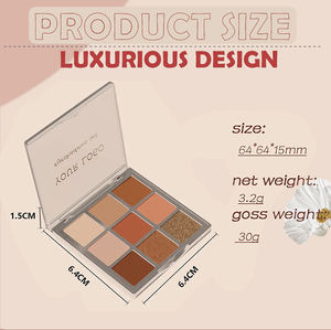 Paleta de sombras de ojos de lujo de 9 colores personalizada al por mayor, pigmento en polvo resistente al agua duradero, purpurina con acabado brillante para maquillaje de ojos - Product Image 6