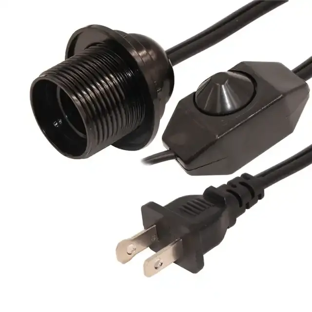 E26 salt lamp cord assembly cable 3M NEMA 1-15P Plug US 2pin polarized plug e26 lamp holder ac power cable