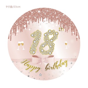 Nuovo <span class=keywords><strong>Set</strong></span> di Stoviglie Usa e Getta per Festa di <span class=keywords><strong>Compleanno</strong></span> 18 Anni, Piatti di Carta e Tovaglia per Cerimonia di Quindicennato, Decorazioni per Feste - Product Image 4